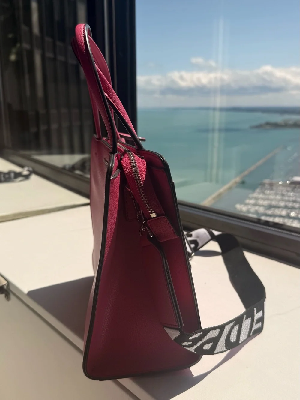 Red/Pink Structured Tote Bag by Karl Lagerfeld